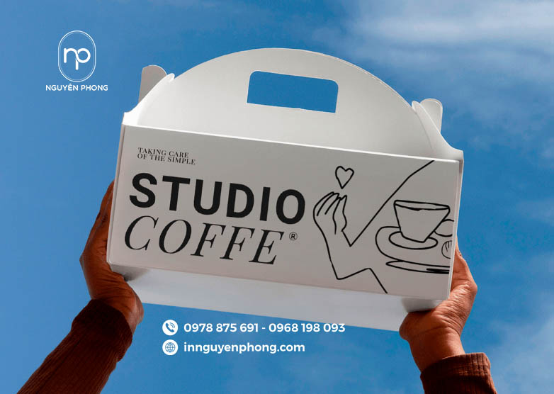 Mẫu thùng carton đựng cafe có quai cầm